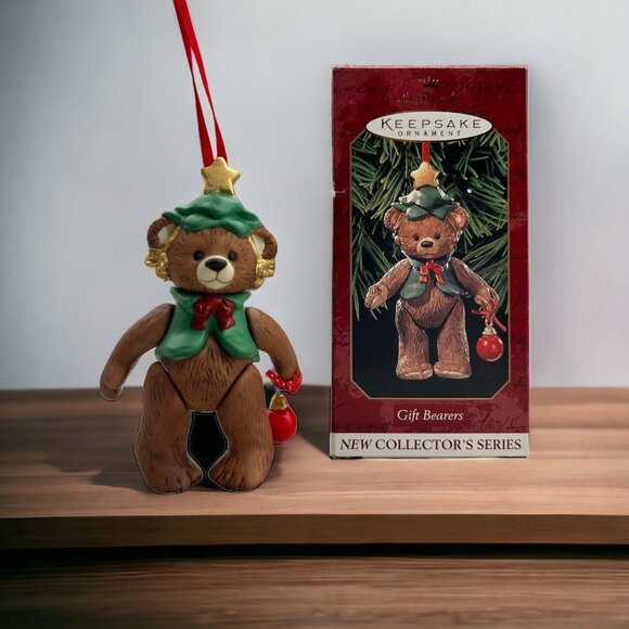 1999 Hallmark keepsake Gift Bearers Ornament #1 First - Series Teddy Bear - Picture 1 of 10
